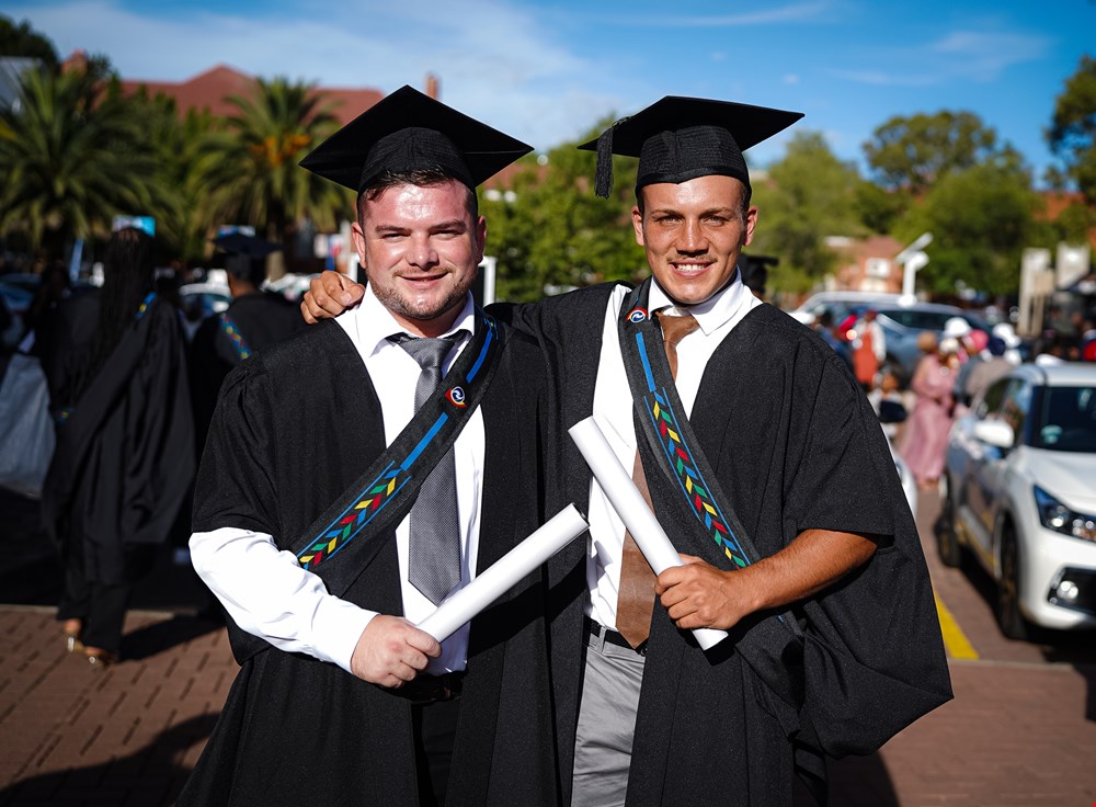 University friends and most likely lifetime associates graduate their Civil Engineering qualification in the newly launched academic regalia