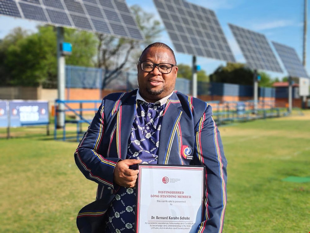 IPADA honours CUT’s Dean of Students, Dr Bernard Sebake, with Distinguished Award for contributions to public administration and development