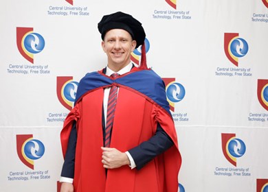Newly minted PhD graduate sing praises of partners, the Central University of Technology and Maccauvlei Learning Academy
